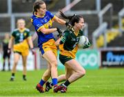 28 July 2023; Maud Annie Foley of Australasia in action against Niamh O'Brien of Parnells during the LGFA Open Cup Final Rachel Kenneally Cup match between Australasia and Parnells on day five of the FRS Recruitment GAA World Games 2023 at Celtic Park in Derry. Photo by Piaras Ó Mídheach/Sportsfile
