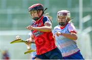 28 July 2023; Merrit Brown of South East during the Camogie International Cup Final Etty Kelly Cup match between South East and Coastal Virginia on day five of the FRS Recruitment GAA World Games 2023 at Celtic Park in Derry. Photo by Piaras Ó Mídheach/Sportsfile
