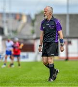 28 July 2023; Referee Philip McDonald during the Camogie International Cup Final Etty Kelly Cup match between South East and Coastal Virginia on day five of the FRS Recruitment GAA World Games 2023 at Celtic Park in Derry. Photo by Piaras Ó Mídheach/Sportsfile