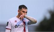 4 August 2023; Evan Weir of Drogheda United leaves the pitch after being sent off during the SSE Airtricity Men's Premier Division match between Bohemians and Drogheda United at Dalymount Park in Dublin. Photo by Seb Daly/Sportsfile