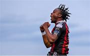 4 August 2023; Jonathan Afolabi of Bohemians celebrates after scoring his side's second goal during the SSE Airtricity Men's Premier Division match between Bohemians and Drogheda United at Dalymount Park in Dublin. Photo by Seb Daly/Sportsfile