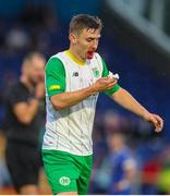 4 August 2023; Matt Keane of Kerry FC leaves the field after picking up an injury during the SSE Airtricity Men's First Division match between Waterford and Kerry at RSC in Waterford. Photo by Michael P Ryan/Sportsfile