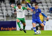4 August 2023; Barry Baggley of Waterford in action against Martin Coughlan of Kerry FC during the SSE Airtricity Men's First Division match between Waterford and Kerry at RSC in Waterford. Photo by Michael P Ryan/Sportsfile