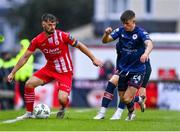 4 August 2023; Greg Bolger of Sligo Rovers in action against Adam Murphy of St Patrick's Athletic during the SSE Airtricity Men's Premier Division match between Sligo Rovers and St Patrick's Athletic at The Showgrounds in Sligo. Photo by Tyler Miller/Sportsfile