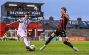 4 August 2023; Danny Grant of Bohemians in action against Adam Foley of Drogheda United during the SSE Airtricity Men's Premier Division match between Bohemians and Drogheda United at Dalymount Park in Dublin. Photo by Seb Daly/Sportsfile