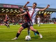 4 August 2023; Bartlomiej Kukulowwicz of Bohemians in action against Dayle Rooney of Drogheda United during the SSE Airtricity Men's Premier Division match between Bohemians and Drogheda United at Dalymount Park in Dublin. Photo by John Sheridan/Sportsfile