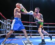 4 August 2023; Padraig McCrory, right, and Steed Woodall, left, during their super-middleweight bout during the Féile Fight Night at Falls Park in Belfast. Photo by Ramsey Cardy/Sportsfile