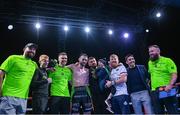 4 August 2023; Padraig McCrory with his team, and Dáithí Mac Gabhann, after his super-middleweight bout against Steed Woodall during the Féile Fight Night at Falls Park in Belfast. Photo by Ramsey Cardy/Sportsfile