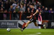 4 August 2023; James Clarke of Bohemians scores his side's fourth goal during the SSE Airtricity Men's Premier Division match between Bohemians and Drogheda United at Dalymount Park in Dublin. Photo by Seb Daly/Sportsfile