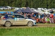 5 August 2023; Brendan Cumiskey and Martin Connolly from Ireland in their Ford Fiesta Rally 3 in action during Stage 13 Rapsula of the FIA World Rally Championship Secto Rally in Jyväskylä, Finland. Photo by Philip Fitzpatrick/Sportsfile