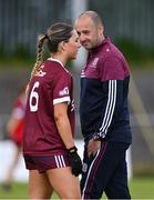 5 August 2023; Galway manager Daniel Moynihan before the ZuCar All-Ireland Ladies Football U18 A final match between Galway and Kildare at Glennon Brothers Pearse Park in Longford. Photo by Ben McShane/Sportsfile
