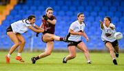 5 August 2023; Aisling Madden of Galway scores her side's first goal despite Kildare players, from left, Julie Brannigan, Zara Hurley and Joy Duggan during the ZuCar All-Ireland Ladies Football U18 A final match between Galway and Kildare at Glennon Brothers Pearse Park in Longford. Photo by Ben McShane/Sportsfile