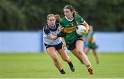 5 August 2023; Éabha Ní Laighinn of Kerry in action against Isabella Henry of Sligo during the ZuCar All-Ireland Ladies Football U18 B final match between Kerry and Sligo at MacDonagh Park in Nenagh, Tipperary. Photo by Seb Daly/Sportsfile