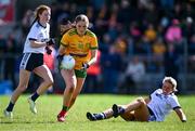 5 August 2023; Tara Geoghegan of Donegal gets away from Ciara Whelan Barrett of Waterford, right, during the ZuCar All-Ireland Ladies Football U18 C final match between Donegal and Waterford at Kinnegad in Westmeath. Photo by Piaras Ó Mídheach/Sportsfile