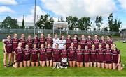 5 August 2023; Galway players with the cup after the ZuCar All-Ireland Ladies Football U18 A final match between Galway and Kildare at Glennon Brothers Pearse Park in Longford. Photo by Ben McShane/Sportsfile