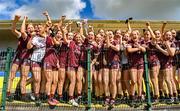 5 August 2023; Galway players celebrate with the cup after the ZuCar All-Ireland Ladies Football U18 A final match between Galway and Kildare at Glennon Brothers Pearse Park in Longford. Photo by Ben McShane/Sportsfile