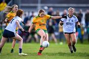 5 August 2023; Tara Geoghegan of Donegal scores a point during the ZuCar All-Ireland Ladies Football U18 C final match between Donegal and Waterford at Kinnegad in Westmeath. Photo by Piaras Ó Mídheach/Sportsfile