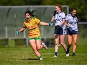 5 August 2023; Mia Bennett of Donegal celebrates after her side's victory in the ZuCar All-Ireland Ladies Football U18 C final match between Donegal and Waterford at Kinnegad in Westmeath. Photo by Piaras Ó Mídheach/Sportsfile
