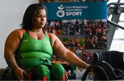 5 August 2023; Britney Arendse during the final Irish Para Powerlifting World Championship team training session at the MTU Kerry Sports Academy in Tralee, Kerry. An Irish team of 7 athletes will compete in the upcoming World Para Powerlifting Championships, being held in Dubai, United Aab Emirates, from the 23rd to the 30th August. Among the squad, high performance athletes Britney Arendse and Niamh Buckley will also be attempting to achieve qualification for the 2024 Paralympic Games in Paris, France. Photo by Brendan Moran/Sportsfile