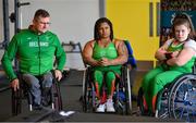 5 August 2023; Head coach Roy Guerin with Britney Arendse, centre, and Niamh Buckley during the final Irish Para Powerlifting World Championship team training session at the MTU Kerry Sports Academy in Tralee, Kerry. An Irish team of 7 athletes will compete in the upcoming World Para Powerlifting Championships, being held in Dubai, United Aab Emirates, from the 23rd to the 30th August. Among the squad, high performance athletes Britney Arendse and Niamh Buckley will also be attempting to achieve qualification for the 2024 Paralympic Games in Paris, France. Photo by Brendan Moran/Sportsfile
