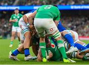 5 August 2023; Dave Kilcoyne of Ireland scores his side's first try during the Bank of Ireland Nations Series match between Ireland and Italy at the Aviva Stadium in Dublin. Photo by Ramsey Cardy/Sportsfile