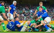 5 August 2023; Stuart McCloskey of Ireland dives over to score his side's third try during the Bank of Ireland Nations Series match between Ireland and Italy at the Aviva Stadium in Dublin. Photo by Ramsey Cardy/Sportsfile