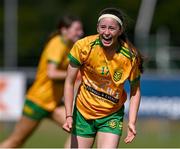 5 August 2023; Abbie McGranaghan of Donegal celebrates after her side's victory in the ZuCar All-Ireland Ladies Football U18 C final match between Donegal and Waterford at Kinnegad in Westmeath. Photo by Piaras Ó Mídheach/Sportsfile