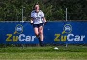 5 August 2023; Kaci Brazil of Waterford celebrates after scoring a goal from a penalty during the ZuCar All-Ireland Ladies Football U18 C final match between Donegal and Waterford at Kinnegad in Westmeath. Photo by Piaras Ó Mídheach/Sportsfile