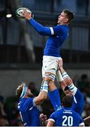 5 August 2023; Federico Ruzza of Italy takes possession in a lineout during the Bank of Ireland Nations Series match between Ireland and Italy at the Aviva Stadium in Dublin. Photo by Harry Murphy/Sportsfile