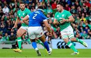 5 August 2023; Jack Conan of Ireland, right, in action against Giacomo Nicotera of Italy during the Bank of Ireland Nations Series match between Ireland and Italy at the Aviva Stadium in Dublin. Photo by John Dickson/Sportsfile