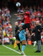 6 August 2023; Aaron Wan-Bissaka of Manchester United in action against Inigo Lekue of Athletic Bilbao during the pre-season friendly match between Manchester United and Athletic Bilbao at the Aviva Stadium in Dublin. Photo by David Fitzgerald/Sportsfile