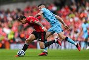 6 August 2023; Victor Lindelöf of Manchester United in action against Oihan Sancet of Athletic Bilbao during the pre-season friendly match between Manchester United and Athletic Bilbao at the Aviva Stadium in Dublin. Photo by Ben McShane/Sportsfile