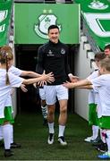 6 August 2023; Ronan Finn of Shamrock Rovers leads his side out to warm-up before the SSE Airtricity Men's Premier Division match between Shamrock Rovers and Cork City at Tallaght Stadium in Dublin. Photo by Seb Daly/Sportsfile
