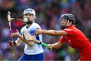 6 August 2022; Rachael Walsh of Waterford in action against Laura Tracey of Cork during the Glen Dimplex All-Ireland Camogie Championship Premier Senior Final match between Waterford and Cork at Croke Park in Dublin. Photo by Piaras Ó Mídheach/Sportsfile