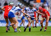 6 August 2022; Chloe Sigerson of Cork, right, in action against Abby Flynn of Waterford, 9, during the Glen Dimplex All-Ireland Camogie Championship Premier Senior Final match between Waterford and Cork at Croke Park in Dublin. Photo by Piaras Ó Mídheach/Sportsfile