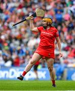6 August 2022; Cork goalkeeper Amy Lee celebrates her side's fifth goal scored by Fiona Keating during the Glen Dimplex All-Ireland Camogie Championship Premier Senior Final match between Waterford and Cork at Croke Park in Dublin. Photo by Stephen Marken/Sportsfile