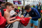 6 August 2023; Ander Herrera of Athletic Bilbao signs autographs for supporters after the pre-season friendly match between Manchester United and Athletic Bilbao at the Aviva Stadium in Dublin. Photo by Ben McShane/Sportsfile