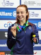 6 August 2023; Ellen Keane of Ireland with her silver medal after competing in Women's 100m Breaststroke SB8 final during day seven of the World Para Swimming Championships 2023 at Manchester Aquatics Centre in Manchester. Photo by Paul Greenwood/Sportsfile