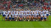 6 August 2023; The Waterford team before the Glen Dimplex All-Ireland Camogie Championship Premier Intermediate Final match between Meath and Derry at Croke Park in Dublin. Photo by Stephen Marken/Sportsfile