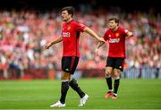6 August 2023; Harry Maguire of Manchester United, left, and Victor Lindelöf during the pre-season friendly match between Manchester United and Athletic Bilbao at the Aviva Stadium in Dublin. Photo by David Fitzgerald/Sportsfile