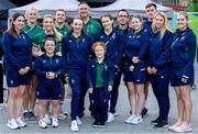 6 August 2023; Team Ireland swimmers and staff, from left, swimming operations manager Hayley Burke, communications executive Fiona Scally, physiologist Ciara Sinnott, swimmer Nicole Turner, swimmer Barry McClements, swimmer Ellen Keane, para swimming performance director Dave Malone, swimmer Dearbhaile Brady, swimmer Roisin Ni Riain, team doctor Martin McConaughey, performance analyst Niamh O Brien, head of performance nutrition David Tobin, chartered physiotherapist Elizabeth Melvin and swimming team manager Sarah Hurley pose for a group photograph after day seven of the World Para Swimming Championships 2023 at Manchester Aquatics Centre in Manchester. Photo by Paul Greenwood/Sportsfile