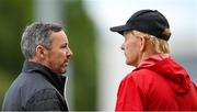 6 August 2023; Cork City owner Dermot Usher, left, and sporting director Liam Buckley before the SSE Airtricity Men's Premier Division match between Shamrock Rovers and Cork City at Tallaght Stadium in Dublin. Photo by Seb Daly/Sportsfile