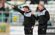 6 August 2023; Shamrock Rovers manager Stephen Bradley, left, and coach Glenn Cronin during the SSE Airtricity Men's Premier Division match between Shamrock Rovers and Cork City at Tallaght Stadium in Dublin. Photo by Seb Daly/Sportsfile