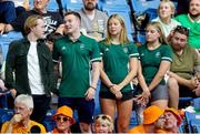 6 August 2023; Team Ireland swimmers and supporters, from left, Max Doyle, swimmer Barry McClements, Beth Gardiner and Amy Sheridan pictured in the stands during day seven of the World Para Swimming Championships 2023 at Manchester Aquatics Centre in Manchester. Photo by Paul Greenwood/Sportsfile