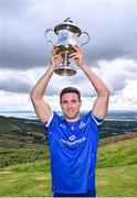 7 August 2023; Fionán Mackessy of Kerry pose with his trophy after winning the 2023 M. Donnelly GAA All-Ireland Poc Fada Finals at Annaverna Mountain in the Cooley Peninsula, Ravensdale, Louth. Photo by Piaras Ó Mídheach/Sportsfile