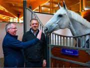 7 August 2023; In attendance during the tour of Karlswood are Thomas Byrne, TD, Minister of State at the Department of Tourism, Culture, Arts, Gaeltacht, Sport and Media and at the Department of Education, and Denis Duggan, CEO of Horse Sport Ireland with Berlux. Photo by Ray McManus/Sportsfile