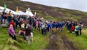 7 August 2023; A general view of the parade before 2023 M. Donnelly GAA All-Ireland Poc Fada Finals at Annaverna Mountain in the Cooley Peninsula, Ravensdale, Louth. Photo by Piaras Ó Mídheach/Sportsfile