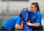 7 August 2023; Christy Haney, left, and Sarah Delaney during a Leinster rugby women's training session at Energia Park in Dublin. Photo by Seb Daly/Sportsfile