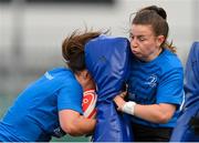 7 August 2023; Christy Haney, left, and Sarah Delaney during a Leinster rugby women's training session at Energia Park in Dublin. Photo by Seb Daly/Sportsfile