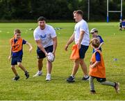 9 August 2023; Leinster players Thomas Clarkson, left, and Liam Turner during the Bank of Ireland Leinster Rugby Summer Camp at MU Barnhall RFC in Leixlip, Kildare. Photo by Piaras Ó Mídheach/Sportsfile